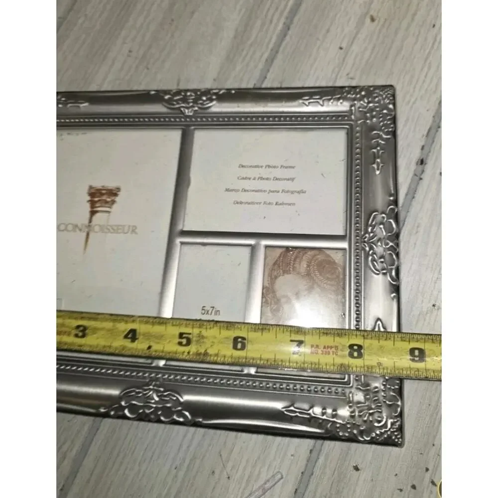 Vtg Connoisseur 4 Photo Picture Frame Silver Black Velvet Easle Back Embossed